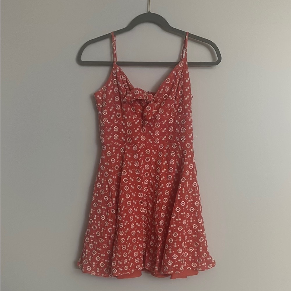 Trixxi Coral Dress with White Floral Accents